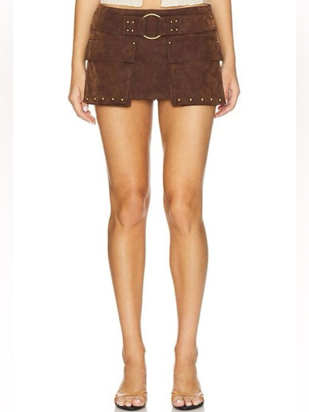 Free People Brown Suede Studded Skort